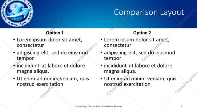 Comparison presentation slide layout