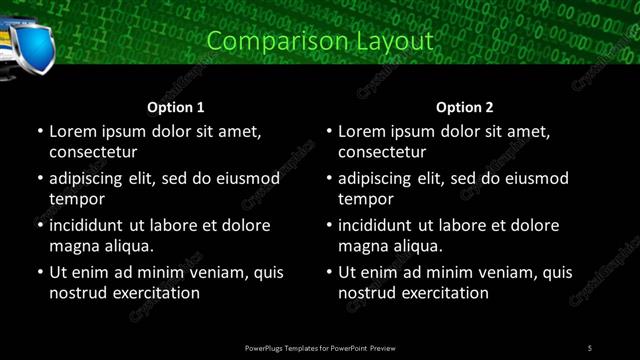 Comparison presentation slide layout