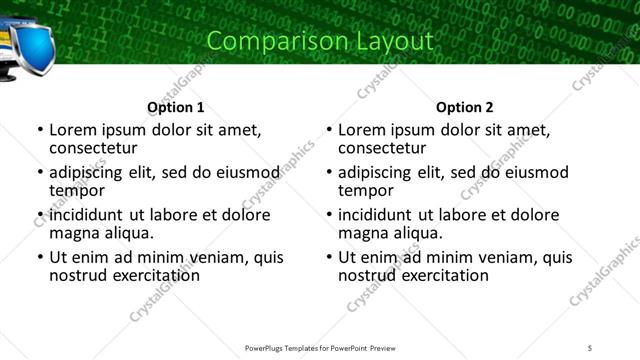 Comparison presentation slide layout