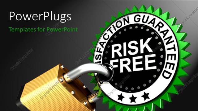  Presentation with dark grey - Large brass padlock attached to satisfaction guaranteed label with dark grey color