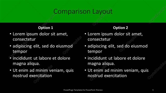 Comparison presentation slide layout