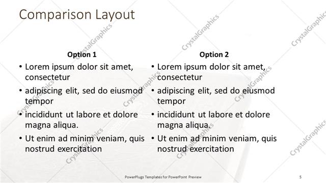 Comparison presentation slide layout