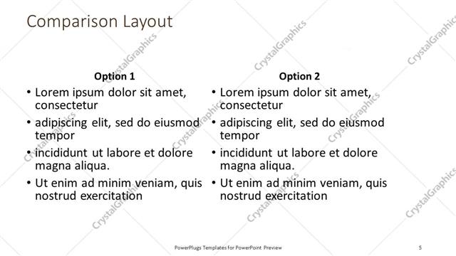 Comparison presentation slide layout