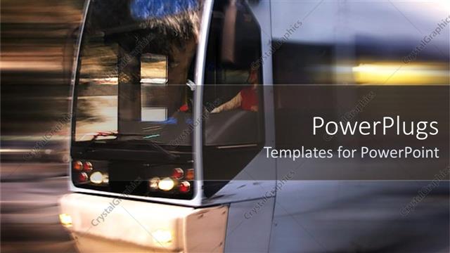  Presentation with road bus - A large bus speeding on the road over a blurry background