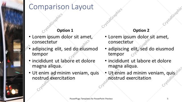 Comparison presentation slide layout