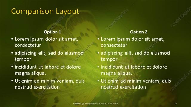 Comparison presentation slide layout