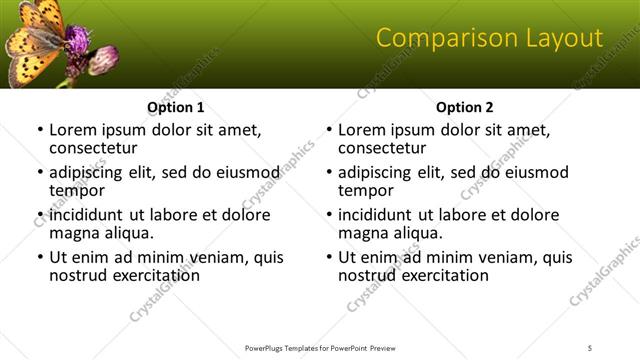 Comparison presentation slide layout