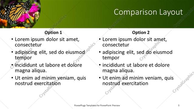 Comparison presentation slide layout