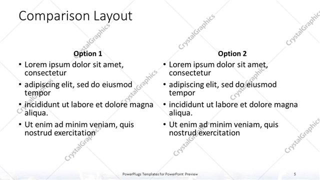 Comparison presentation slide layout