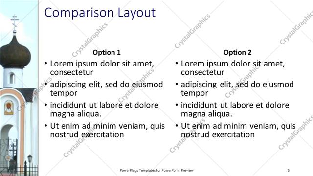 Comparison presentation slide layout