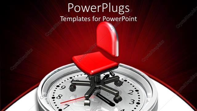  Presentation with office chair - Large clock with a red office chair on a white background