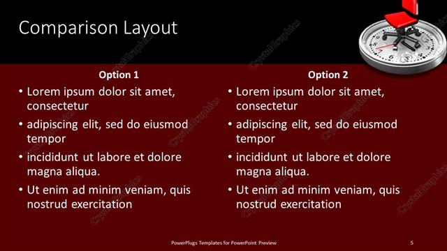 Comparison presentation slide layout