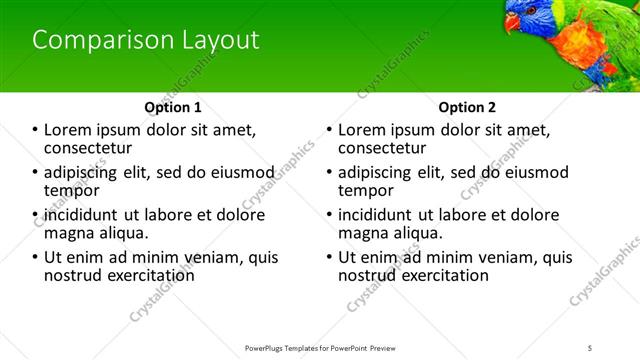 Comparison presentation slide layout