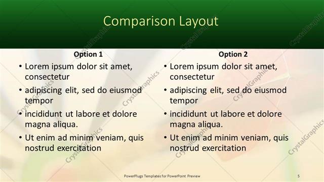 Comparison presentation slide layout