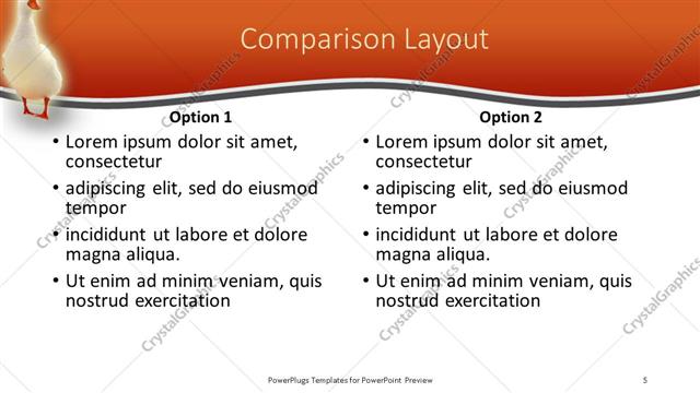 Comparison presentation slide layout