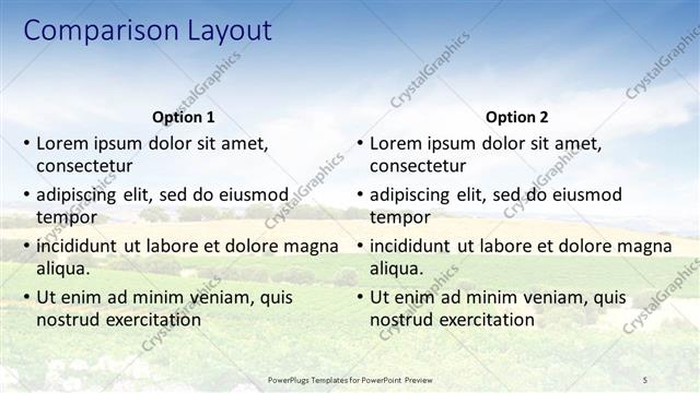 Comparison presentation slide layout