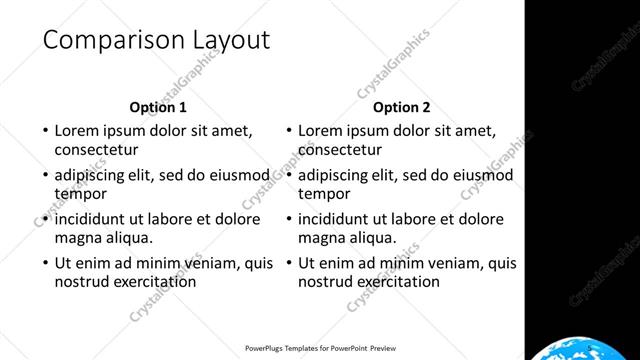 Comparison presentation slide layout