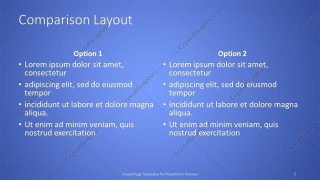 Comparison presentation slide layout