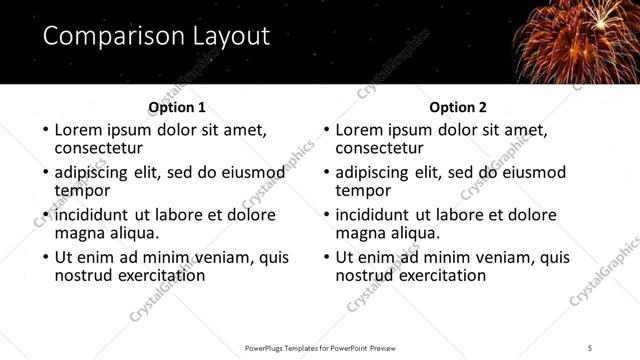 Comparison presentation slide layout
