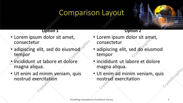 Comparison presentation slide layout