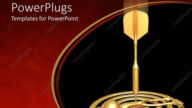  Presentation with character - A large gold colored dart on a human character target