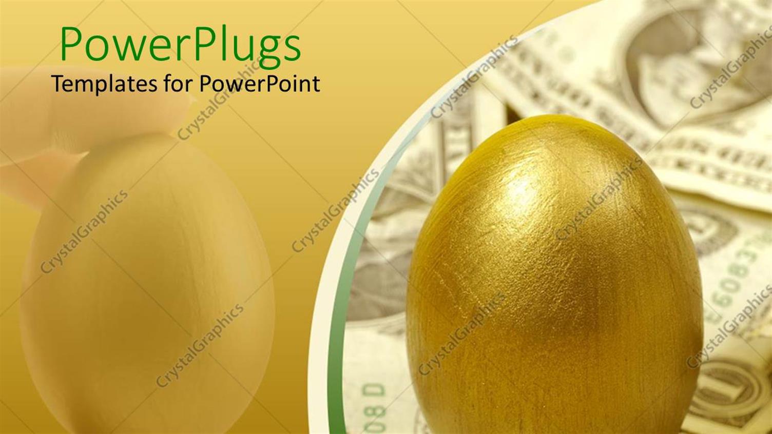 Featuring Large Gold Colored Egg on a Dollar Bill Plate