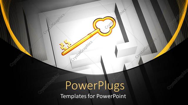  Presentation with maze - Large gold colored key in a white?colored labyrinth