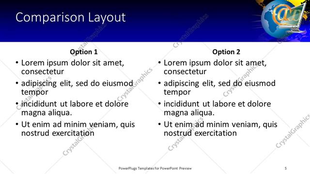 Comparison presentation slide layout