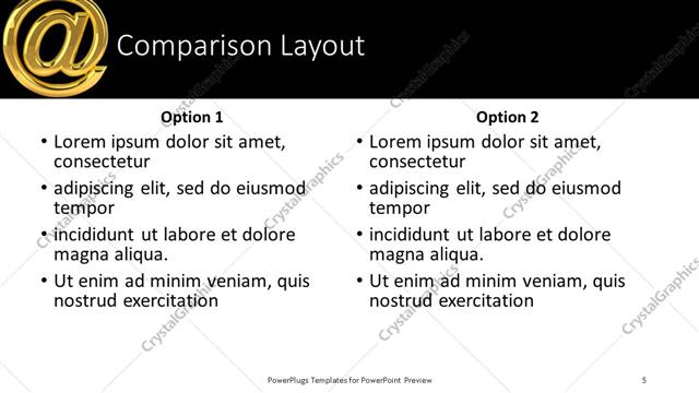 Comparison presentation slide layout