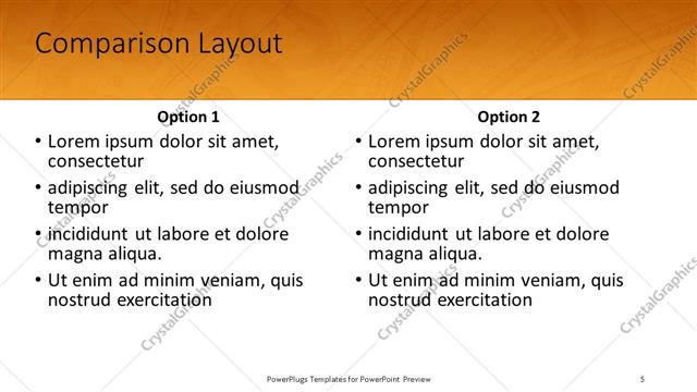 Comparison presentation slide layout
