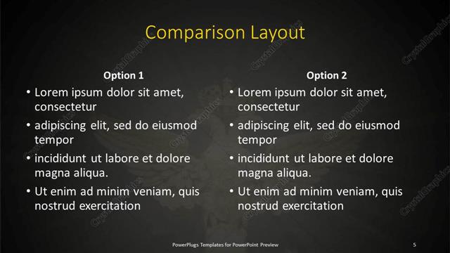 Comparison presentation slide layout