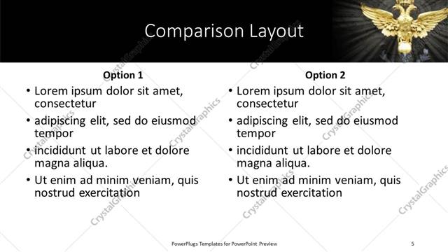 Comparison presentation slide layout
