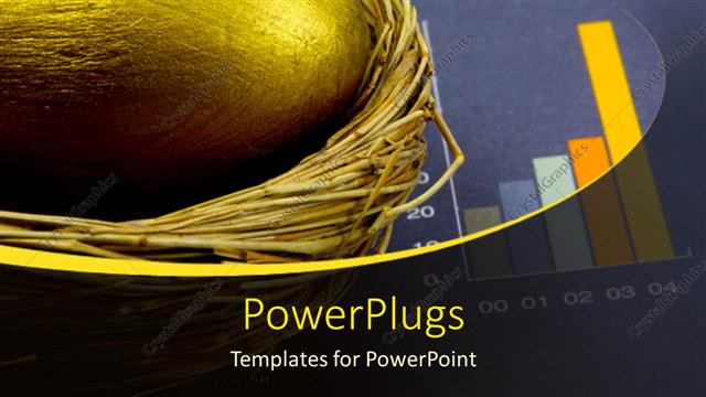 Presentation with growth chart - Large golden nest egg next to bar chart showing dramatic growth