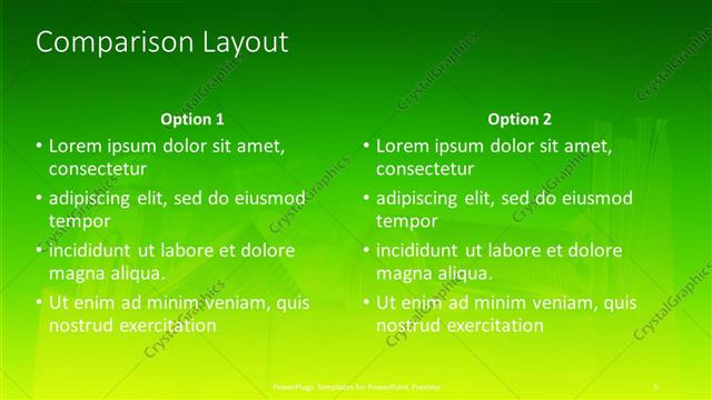 Comparison presentation slide layout