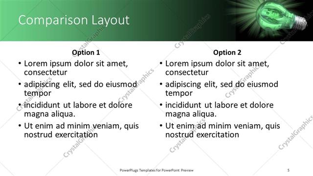 Comparison presentation slide layout
