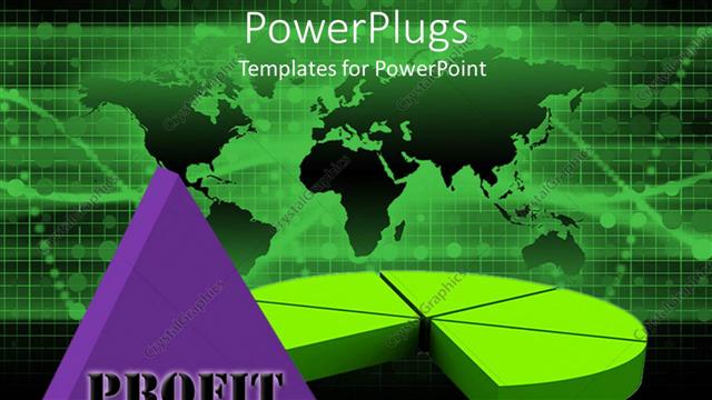  Presentation with purple green - Large green pie chart with a purple removed part and Profit text