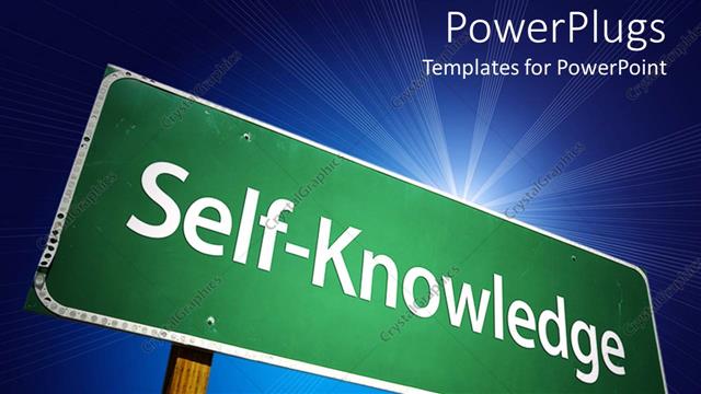  Presentation with knowledge - Large green sign post with a Self Knowledge text