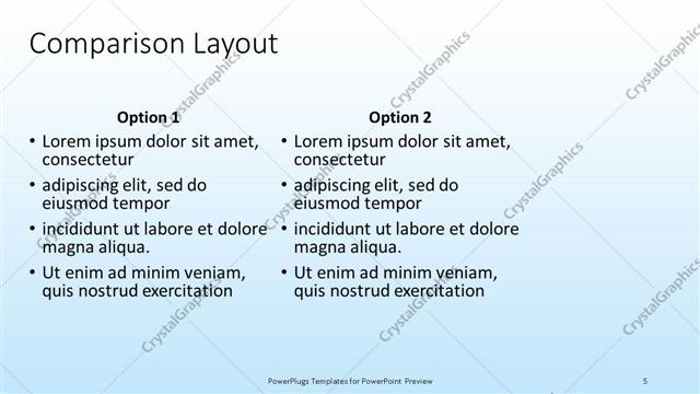Comparison presentation slide layout