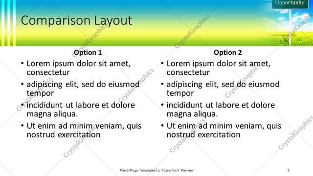 Comparison presentation slide layout