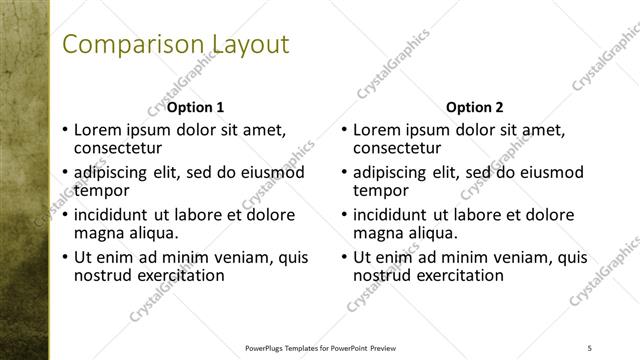 Comparison presentation slide layout