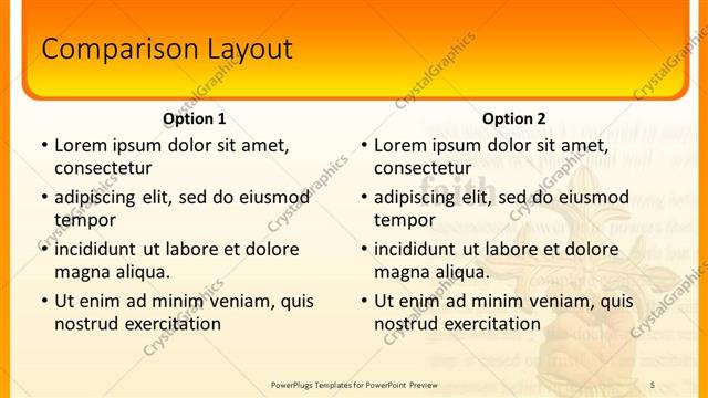 Comparison presentation slide layout