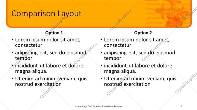 Comparison presentation slide layout