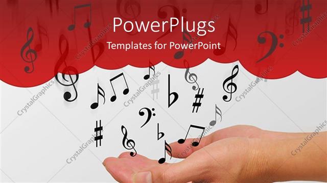 Presentation with music - Large hands with different musical signs in black color