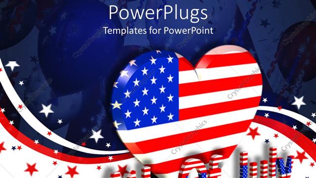  Presentation with memorial day - A large heart with the USA flag color and a 