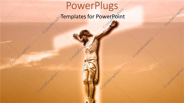  Presentation with glowing cross - A large image of Jesus Christ on a glowing white cross