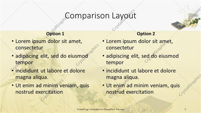 Comparison presentation slide layout