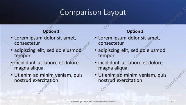 Comparison presentation slide layout