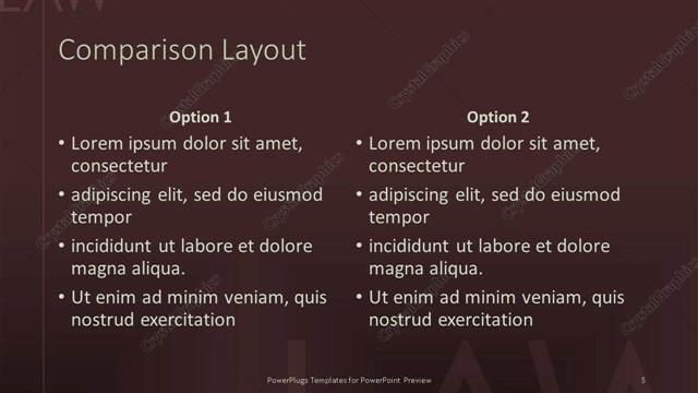 Comparison presentation slide layout