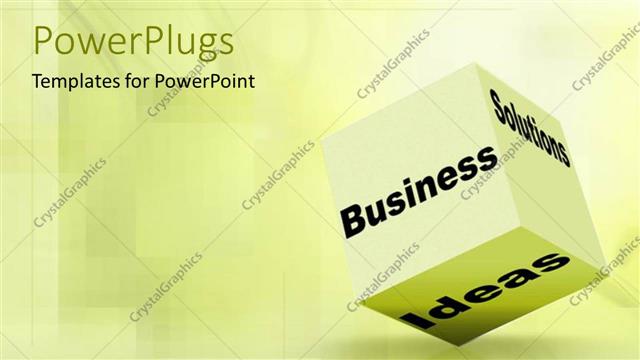  Presentation with lemon - A large lemon green colored cube with some text?on it