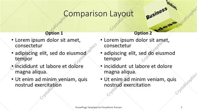 Comparison presentation slide layout